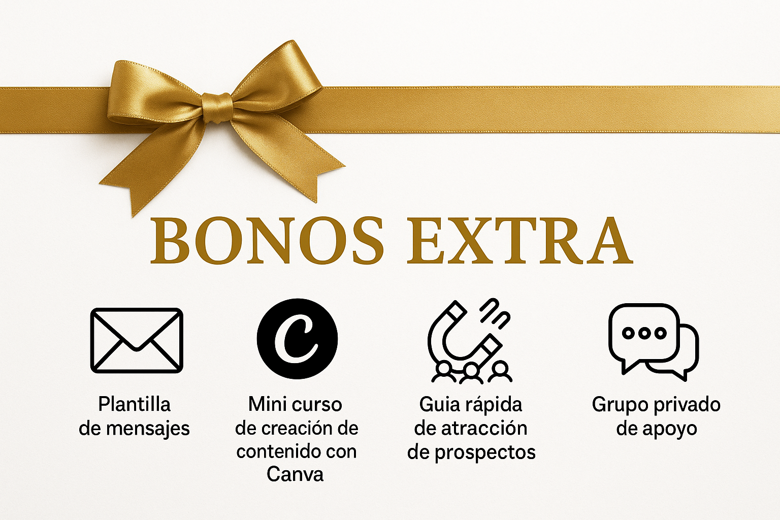 Bonos extra del curso Mi primera venta en 7 días de Fabio Serna: plantillas, mini curso Canva, guía de prospectos y grupo privado