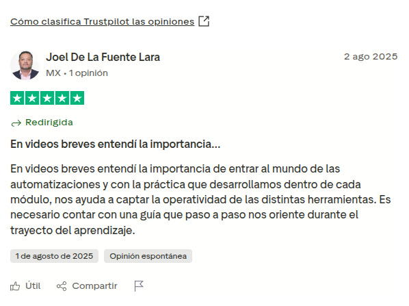 Buildt Academy Opiniones 2025 – ¿Es estafa o realmente merece la pena este curso de IA y Automatización? Opinión de Joel sobre Buildt Academy destacando lo útil de los vídeos breves para aprender automatización paso a paso
