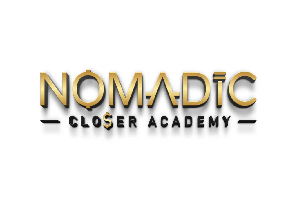 Logo oficial de Nomadic Closer Academy en dorado y negro, formación para closers de ventas premium