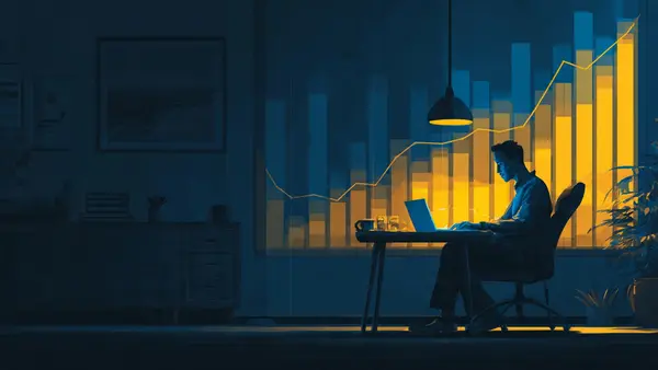 crecimiento de ingresos como partner digital representado con gráficos y trabajo online