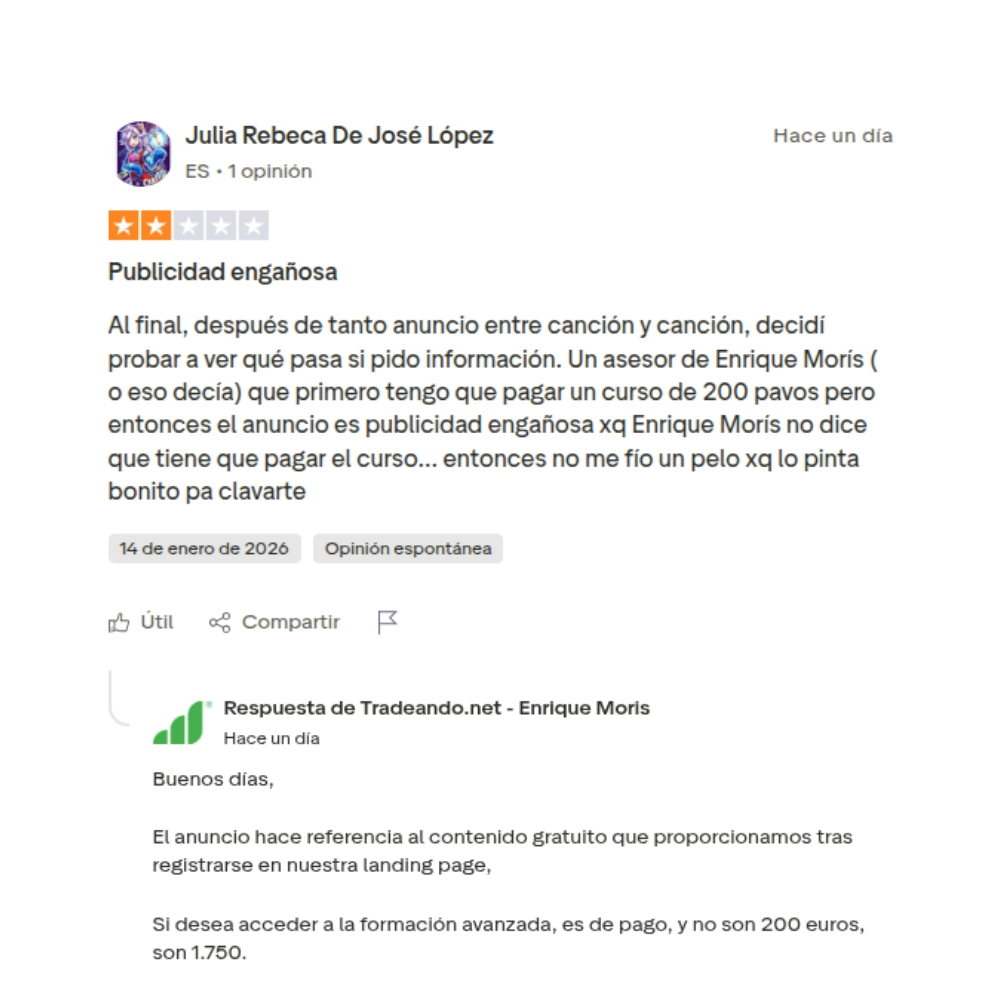 Tradeando.net opiniones 2026: ¿merece la pena el curso de Enrique Moris o puedes equivocarte? Opinión negativa Tradeando