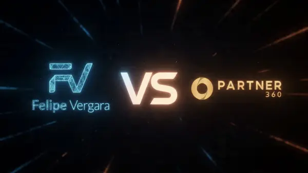 Imagen comparativa entre Felipe Vergara y Partner360 mostrando dos enfoques de aprendizaje en Meta Ads y marketing digital